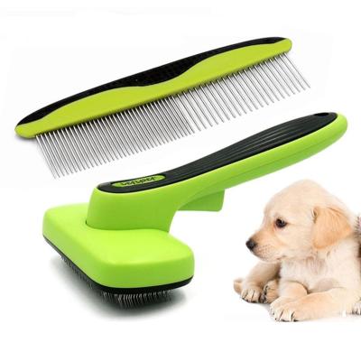 China Viable Wholesale Self Cleaning Massage Brush For Dog And Cat Pet Hair Brush Remover Removes Undercoat Tangled Hair for sale