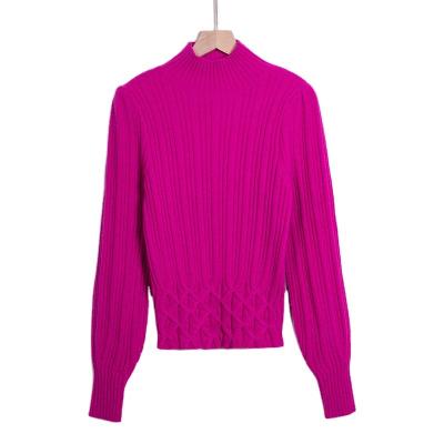 China Anti-wrinkle 2022 Custom Fashion Design Ladies Knit Pullover Solid Color Long Sleeve Turtleneck Ladies Pullover Sweater for sale