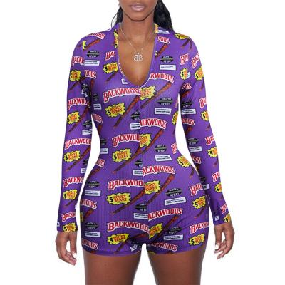 China Wantmove Autumn Jumpsuit Sexy Panda Print Long Sleeve Rompers Sheath Front Button V-neck Rompers 2019 News For Women DZ002 for sale