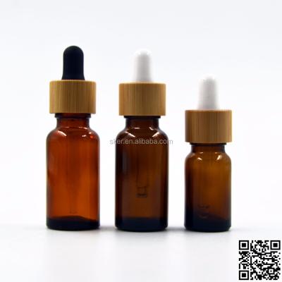 China Eye Cream Customized Made Brown Essential Oil Glass Bottle With Bamboo Cap Cosmetic Packaging for sale