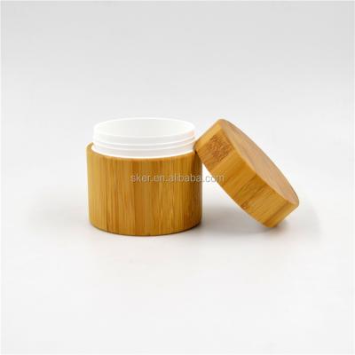 China Recyclable Material CHRISTMAS Cosmetic Packaging Customized Made Bamboo Wooden Cosmetic Jar With PP Inner Jar for sale