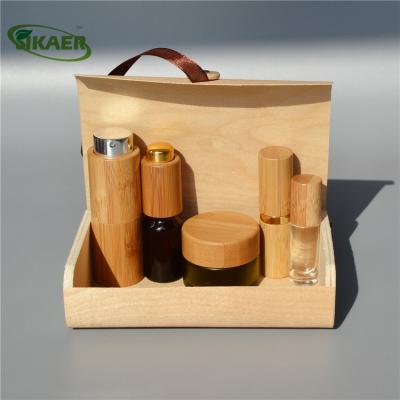 China Natural Bamboo Cosmetic Packaging Set Series Of Skin Care Products Makeup for sale