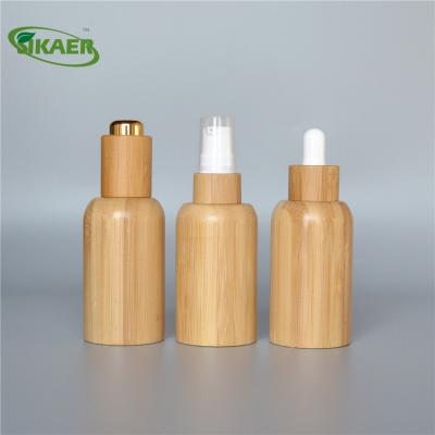 China 2019 New Product Recyclable Material Natural Bamboo Press Pump Dropper For Olive Oil Glass Bottle for sale