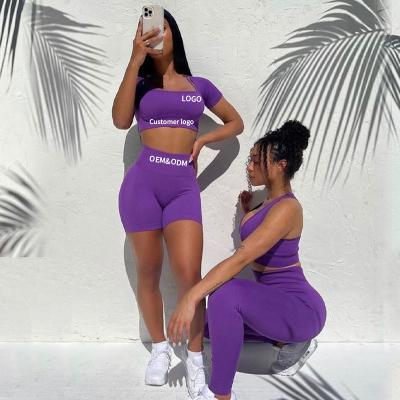 China Wholesale Custom Breathable Sport Suit Women Fitness Knitted Seamless Yoga Set Women Gym Sportswear Leggings Clothing Yoga Set for sale