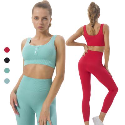 China TikTok Breathable Women Lift Up Breathable Sports Bra And Leggings Workout Two Pcs Sexy Yoga Suits Seamless Yoga Set for sale