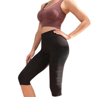 China Breathable Yoga Leggings With Pockets Plus Size 92% Polyester 8% Spandex Soft Custom Women Grenadine Tight Yoga Capri Legging for sale