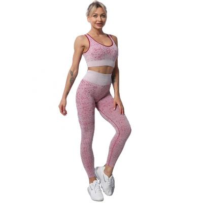 China Latest Camouflage Apparel Women Breathable Sports Bra And Leggings Workout Suit Two Pcs Breathable Yoga Suits Seamless Yoga Set for sale