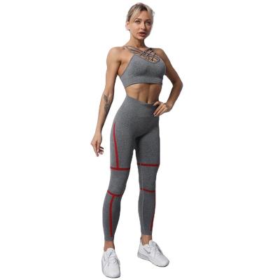 China Women Fitness Clothing Sportswear Female Gym Mesh Breathable Bra And Leggings Yoga Set Seamless Activewear Set for sale