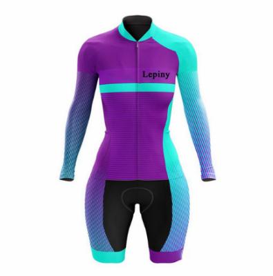 China Custom Sportswear Antibacterial Road Tank Tops Custom Cycling Long Sleeve Women's Digital Sublimated Printing Bicycle Clothing for sale