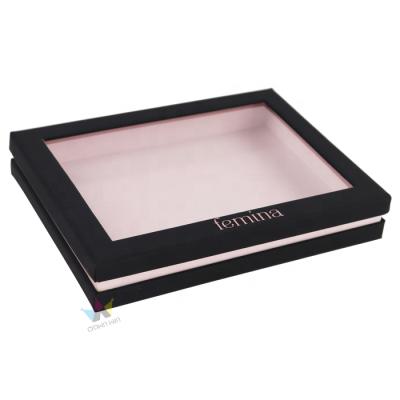 China Recyclable Luxury Cosmetic Gift Packaging Logo Custom Gift Paper Box With Windows for sale