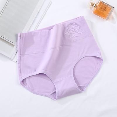 China New Breathable 3d Embossed Ladies Underwear High Waist Cotton Recovered Hot Triangle Briefs for sale