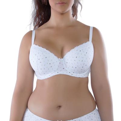 China Plus Size Breathable Bras For Women Full Cup Cotton Bra Underwire Big Size Lace Plus Size Lace Padded Bra Large for sale