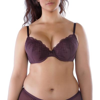 China Breathable Plus Size Push Up Lace Bras Padded Large Size Bra Mesh Design Super Big Cup Plus Size Bra For Women for sale