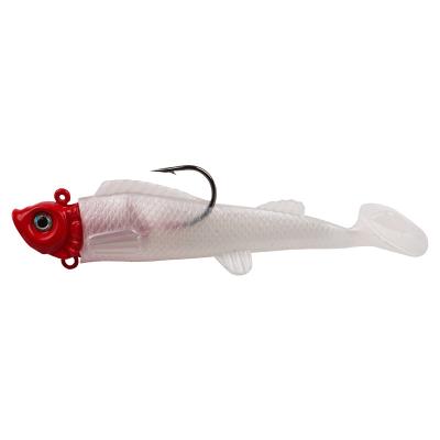 China WONDERFUL Luminous Soft Lead Head Freshwater Tail Soft Paddle T Silicone Wobbler 9g Fishing Lures 6.5cm for sale