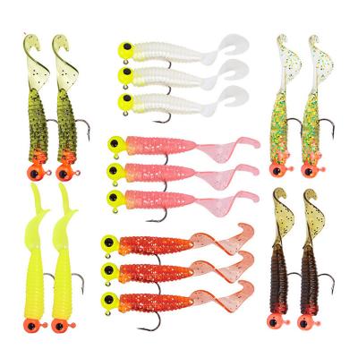 China Eye 2.8g Big 3d PVC Wacky Tiny Wacky Jig Head Freshwater Loop 4.5cm 4.5cm Tail Soft Lures Fishing Kit for sale