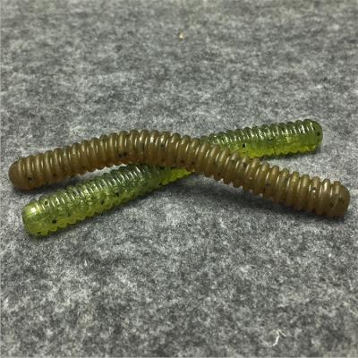 China WONDERFUL PVC Earthworm 6g Larva 10cm Bait Rib Bionic PVC Freshwater Casting Soft Fishing Lures for sale