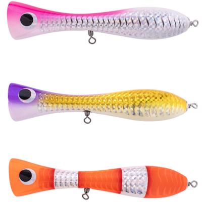 China WONDERFUL WONDERFUL 23cm Bubble 140g Deep Sea Water GT Tuna Floating Wooden Fishing Popper Top Lure for sale