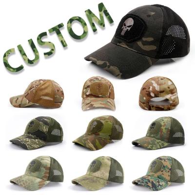 China Embroidery 3d Logo Camouflage Trucker Hat custom made JOINT outdoor dry baseball cap foam camo Mesh Skull Patch Print Quick for sale