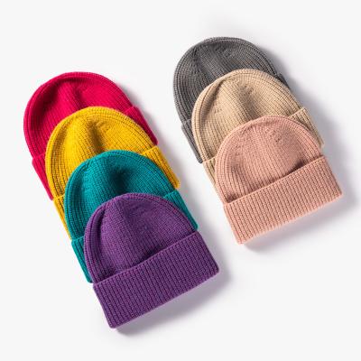 China New Arrival COMMON Fashion Hat Simple Small Wool Beanie All-matching Winter Warm Knitted Naked Beanie Hat Pure Color Wome Men's Hats for sale