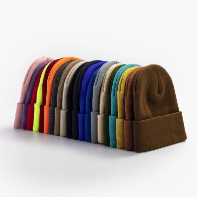 China COMMON Hip Hop Knitted Beanie Hat Acrylic Warm Blank Beanie Hats Fisherman Skull Hats Winter Cap Custom Logo Embroidered for sale