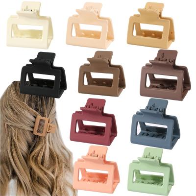 China Hair Accessories Wholesales Women Girls Claw Clips No Min Order Custom Claw Clip Fashion Non Slip 5cm Square Frosted Handle Hair Claw Clips for sale