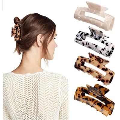 China 2023 Latest Hair Accessories Products Rectangle Hair Claw Cut Wome Girls Large Bright Acrylic Claw Clip Design Personalized Hair Claws Claw for sale