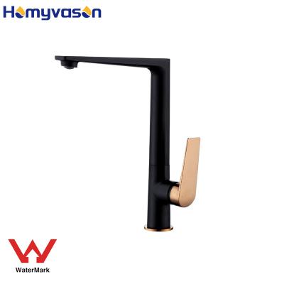 China DR Brass Australian Watermark Faucets Black Water Tap Basin Mixer Kitchen Faucet Metered for sale