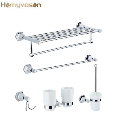 China Viable Luxury Brass Chrome Diamond Washroom Accessories Sets For The Bathroom for sale