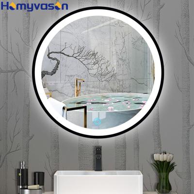 China Decoration Circle Decor Illuminated Custom Wall Hanging LED Smart Mirror For Bathroom for sale