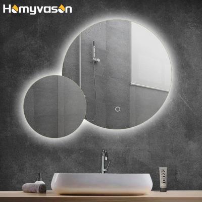 China Custom Fog Light Bathroom Wall Hanging Double Illuminated Wall Mirror With LED Light for sale