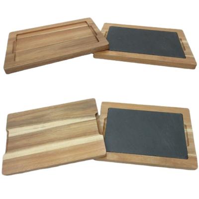 China Sustainable natural acacia wood board with slate plate for sale