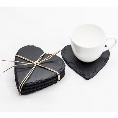 China Sustainable New Love Heart Shape Slate Coaster for sale