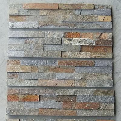 China Rusty Cladding Slate 60*15 Gold Cladding Ledgestone For Background for sale