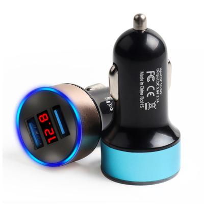 China Mobile Phone Tablet MP3 GPS Car Charging Accessories Dual Led Usb Car Charger Adapter 2 Port Display 3.1a Smart Car Charger For Iphone Mobile Phone for sale