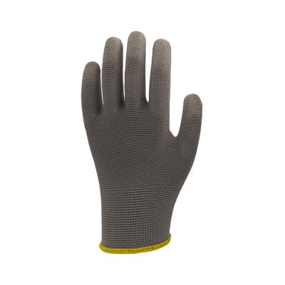 China Thin Antistatic OEM Dexterous Factory Knitted Black Nylon PU Coated Gloves Work Safety Gloves Multiple Color for sale