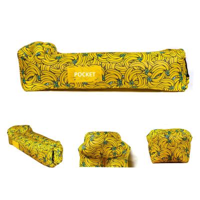 China Lazy Air Sofa Bed Inflatable Modern Banana Waterproof Portable Beach Sofa For Outdoor Camping for sale