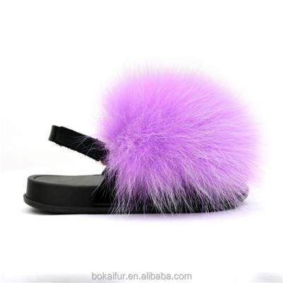 China Cushioning Custom Logo Fur Slippers For Kids Fur Slippers for sale