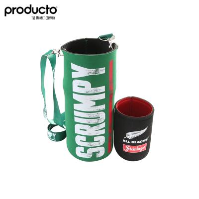 China Wine Bag Customized Large Size Bottle Neoprene Stubby Cooler Holder With Lanyard for sale