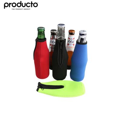 China Wine Beer Bottle Bag Customized Neoprene Stubby Cooler Holder With Zipper for sale