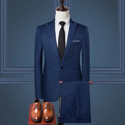 China Wholesale 2 Pieces Men's Anti-Wrinkle Wedding Suit Custom Men's Blazer Man Business Suits for sale