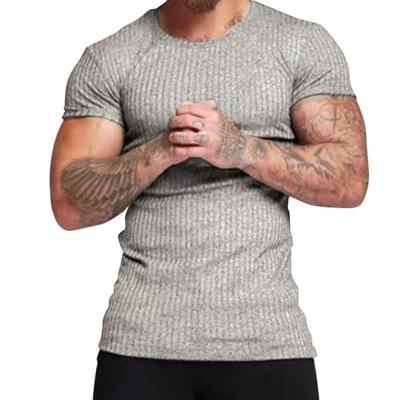 China Men's Sports Fitness Short Sleeve T-shirt Breathable Thin Round Neck Solid Color T-shirt for sale