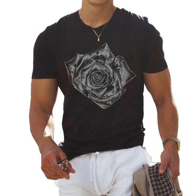 China Breathable Black Fashionable Shorts Sleeve Men's Pink Digital Printing Personality T-Shirt for sale