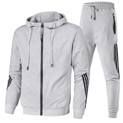 China Wholesale Breathable Hooded Sportswear Single Zipper And Pants Two Piece Set Tracksuit Sets For Men Jogging for sale