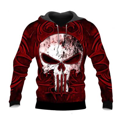 China Anti-wrinkle Hoodies Men Skull 3D Print Sweatshirts Graphic Pullover Tops With Pocket for sale