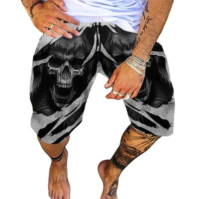 China 2021 Wholesale Custom Made Cotton Fashion Streetwear Anti-Wrinkle Sports Tracksuit Hip Hop Skull Printing Men's Shorts for sale