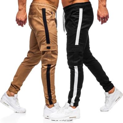 China Mid Waist Polyester Twill Pants Breathable Men's Slim Sweatpants Jogger Track Pants Khaki Pants With Side Pockets for sale