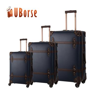 China Best Trolley Suitcase Luggage Set 3 PU Leather Trolley Pieces,Vintage Luggage Suitcase,Travel Luggage Suitcase for sale