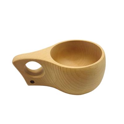 China Environmentally Friendly Biodegradable Tea Mug Sustainable Natural Biodegradable Beech Wooden Mug Beer Mug With Handle for sale