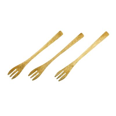 China Natural Portable Wooden Food Fork Kitchen Fruit Bamboo Fork 19cm for sale