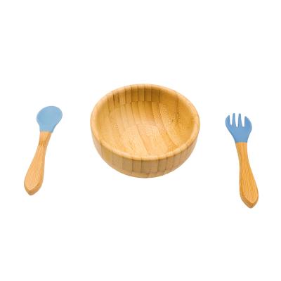 China Sustainable Bowl Baby Feeding Spoon Fork Bamboo Children Bowls Set for sale